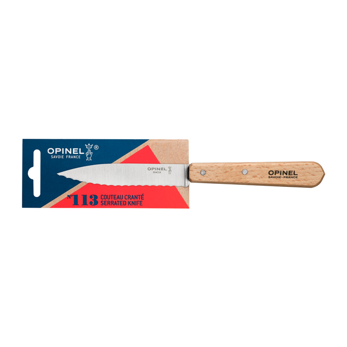 Opinel Kitchen Serrated Knife - Les Essentiels du Cuisinier N113 Natural