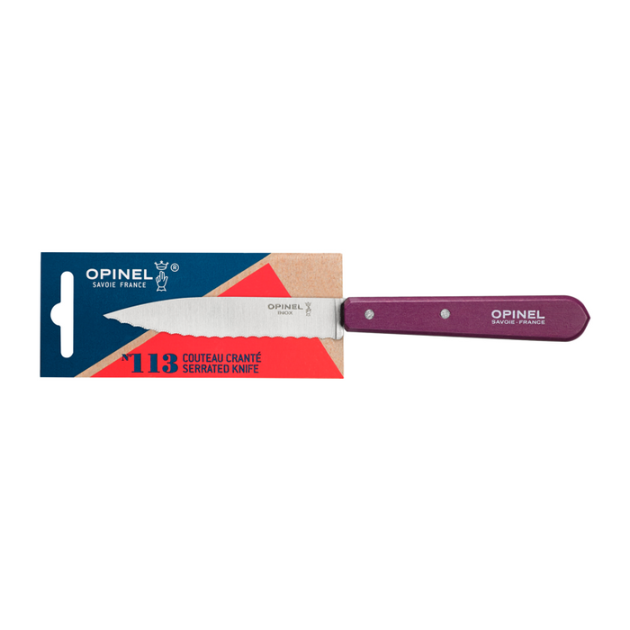 Opinel Kitchen Serrated Knife - Les Essentiels du Cuisinier N113 Plum