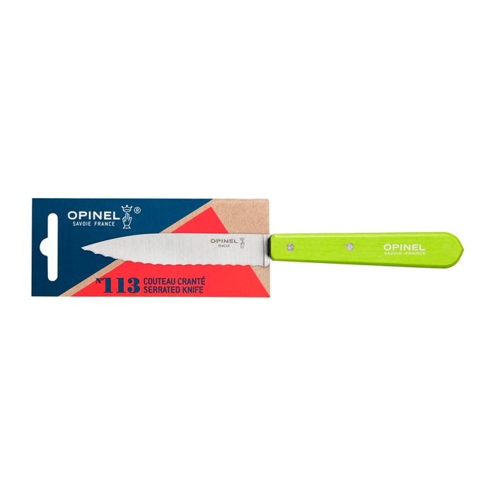 Opinel Kitchen Serrated Knife - Les Essentiels du Cuisinier N113 Apple Green