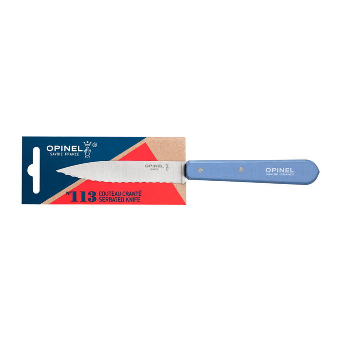 Opinel Kitchen Serrated Knife - Les Essentiels du Cuisinier N113 Skyblue