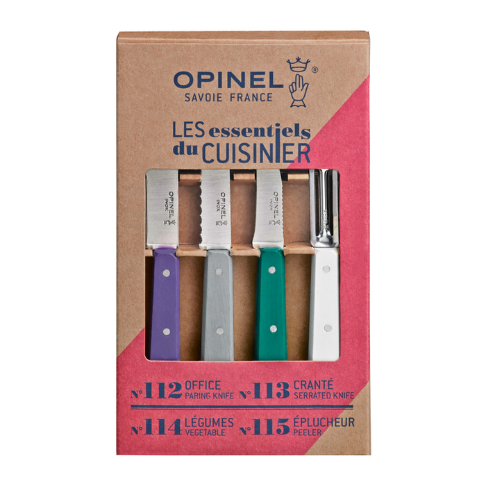 Opinel Kitchen Collection - Les Essentiels du Cuisinier 4 Essentials Knives Set Art Deco (N112, N113, N114, N115)