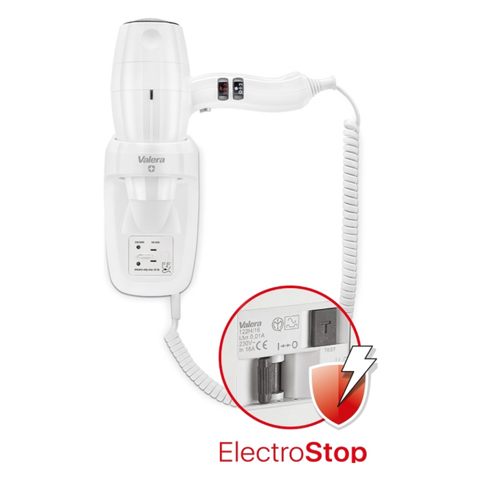 Valera Hospitality 掛牆式電風筒 - Silent Jet Protect 2000 Shaver 白色 (帶剃鬚刀插座)