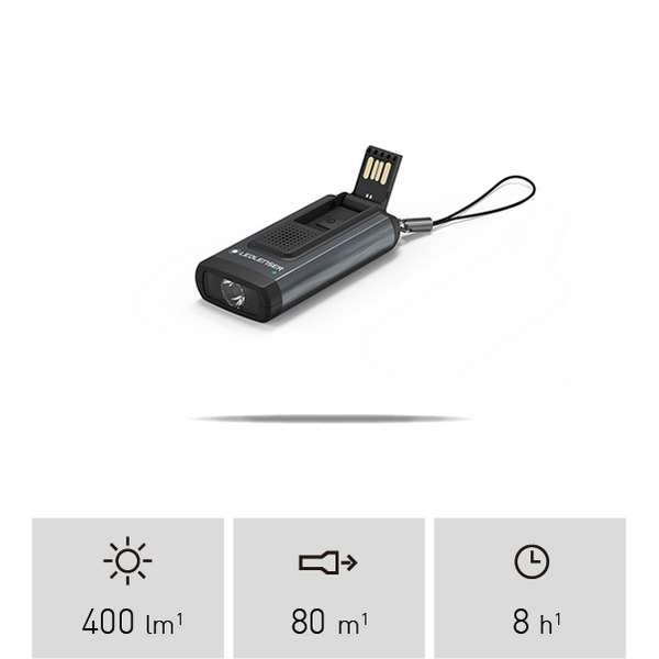 Ledlenser EDC 充電迷你匙扣燈 - K6R.Safety.4GB 灰色 (警報信號/爆閃 + 4GB 記憶體容量)