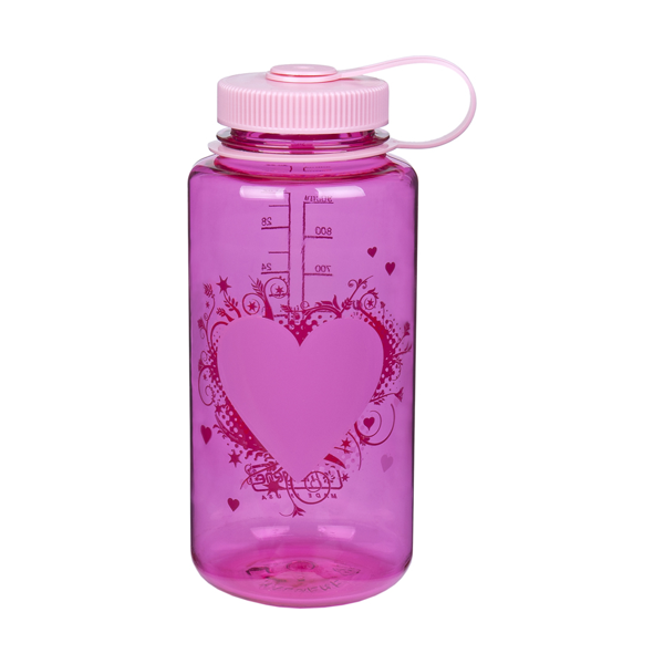 Nalgene Water Bottle - Wide Mouth Heart, Pink (1000mL)