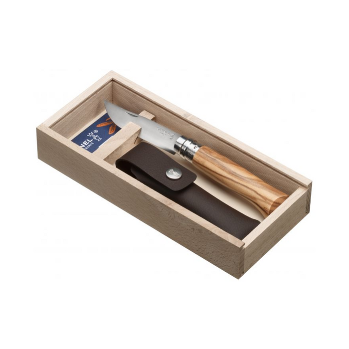 Opinel 傳統高級 摺刀 - N08 橄欖木 (木製禮盒, 配保護套)