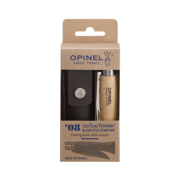 Opinel 傳統經典 摺刀 - N08 Stainless Steel 原木色 (配保護套)