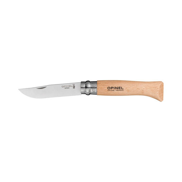 Opinel Tradition Classic Folding Knife - N08 Stainless Steel Natural (With Sheath)