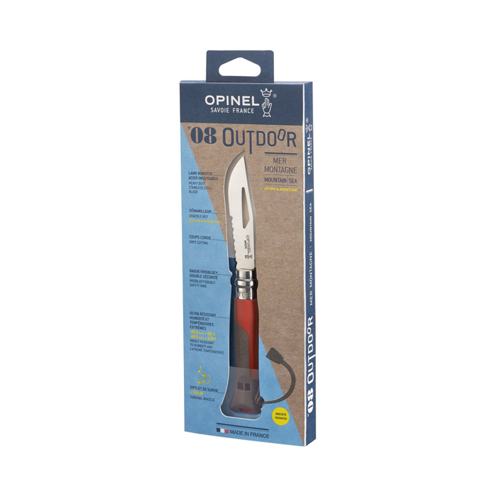 Opinel Tradition Multifunction Folding Knife - N08 Outdoor Sports Earth Red