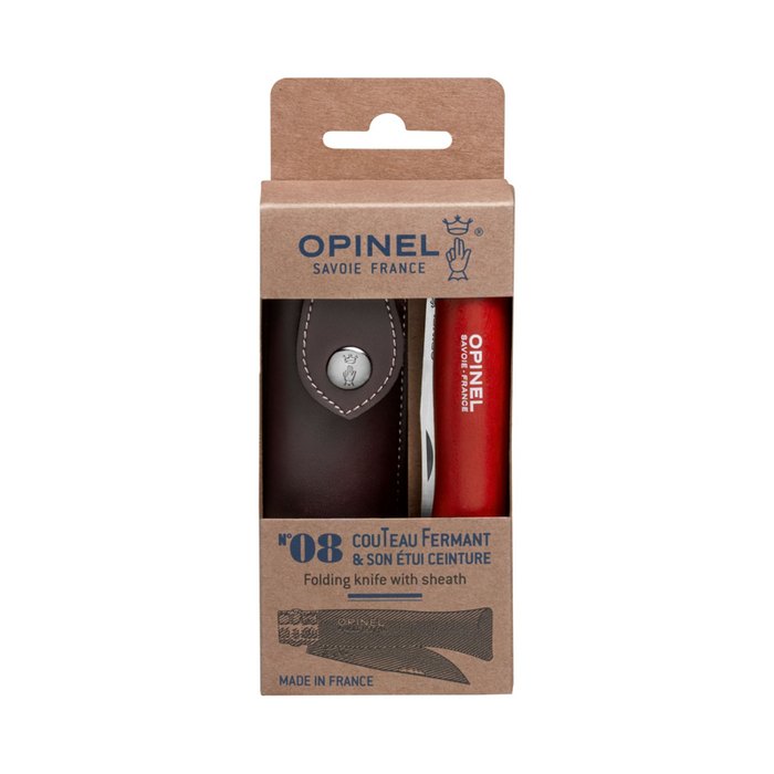 Opinel 傳統色彩 摺刀 - N08 Bushwhacker 紅色 (配保護套)