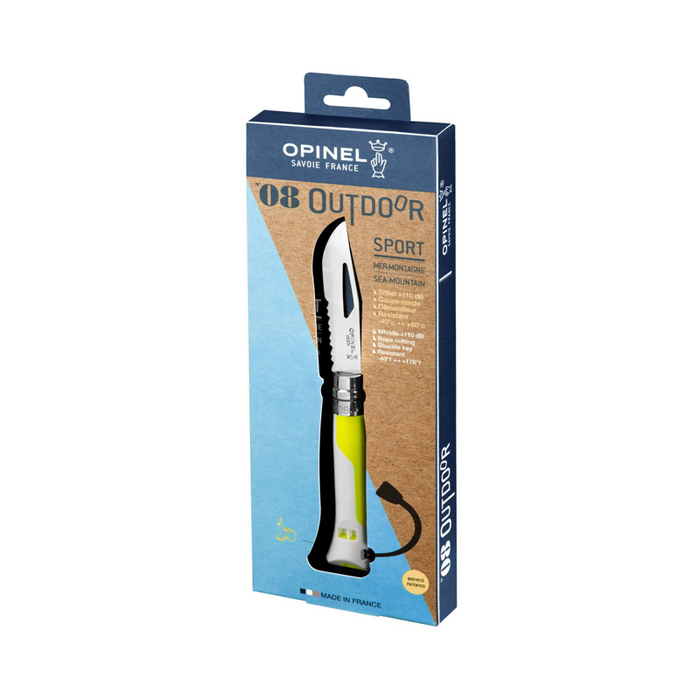 Opinel 傳統多功能 摺刀 - N08 Outdoor Sports 螢光黃色