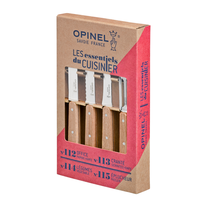 Opinel Kitchen Collection - Les Essentiels du Cuisinier 4 Essentials Knives Set Beech (N112, N113, N114, N115)