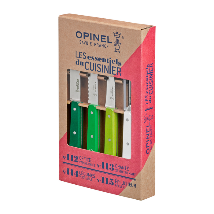Opinel Kitchen Collection - Les Essentiels du Cuisinier 4 Essentials Knives Set Primavera (N112, N113, N114, N115)