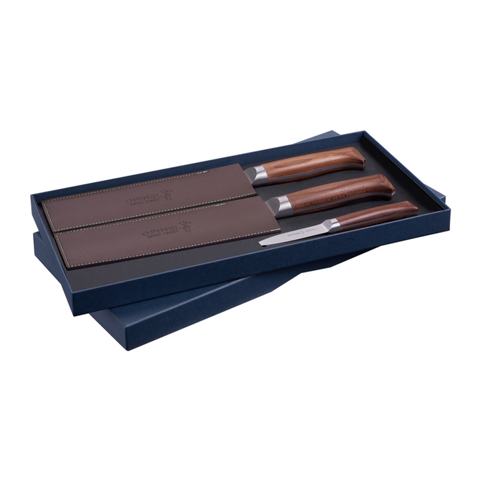 Opinel Kitchen Collection - Les Forges 1890 3 knives Trio Set (20cm Chef, Carving and Paring knife)