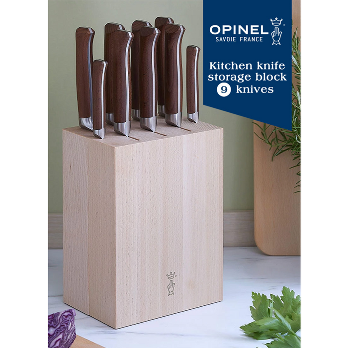 Opinel Knife Storage - Wood Block for 9 Knives (2 small & 7 big)