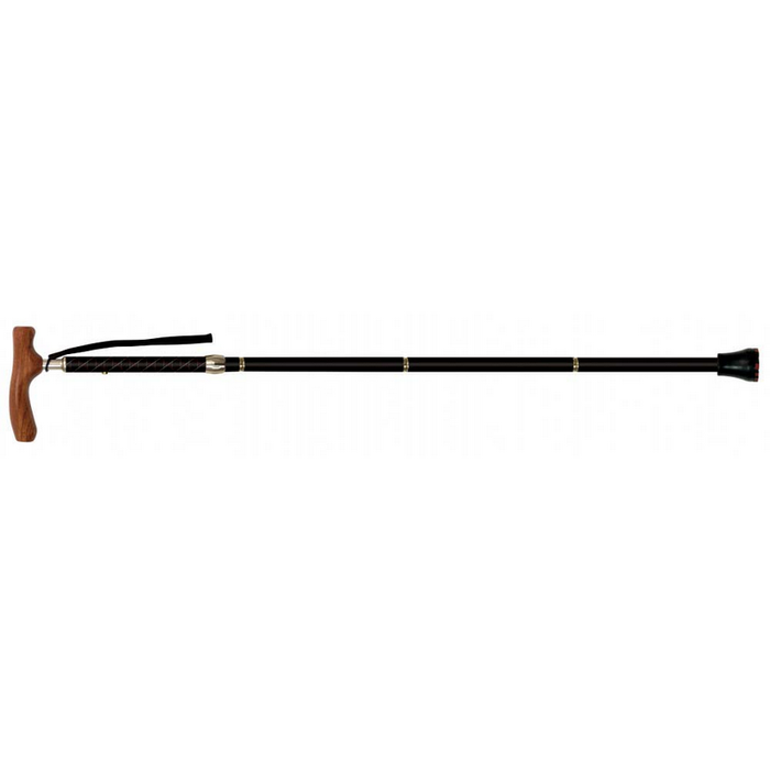 Kainos Foldable Walking Cane - Cool Black (Rosewood Handle)