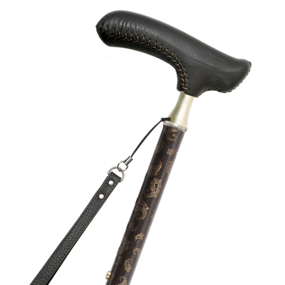 Kainos 高級可摺式 拐杖 - Grand Kainos 棕色系列 Paisley  (真皮鹿皮手柄)