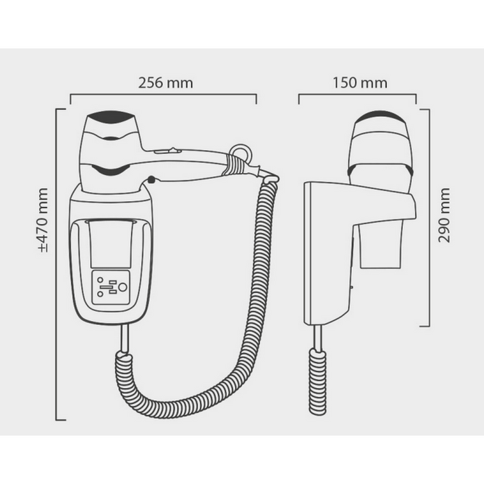 Valera Hospitality Wall-Mounted Hairdryer - Excel 1600 Shaver Silver