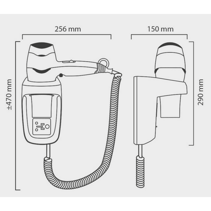 Valera Hospitality Wall-Mounted Hairdryer - Excel 1600 Shaver White